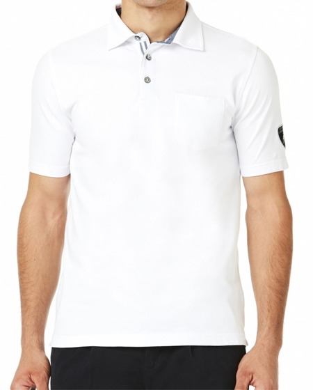 Mens polo shirt Lamborghini Stretch Piquet PREMIUM white