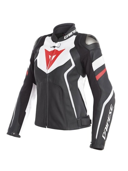 Motorcycle Leather Jacket DAINESE AVRO 4 LADY black/white/red