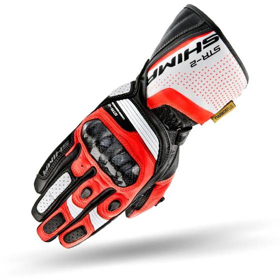 Motorcycle sport gloves SHIMA STR-2 white/black/red