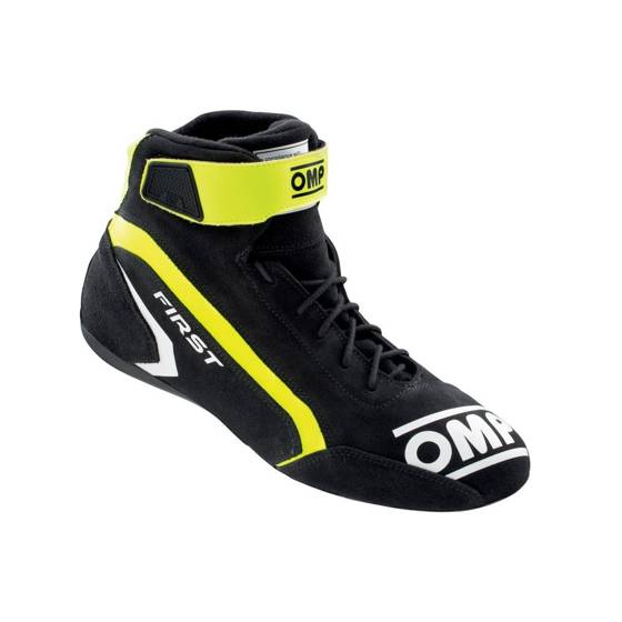 Rally Race Racing Shoes OMP FIRST SHOES (FIA Approved) black fluo