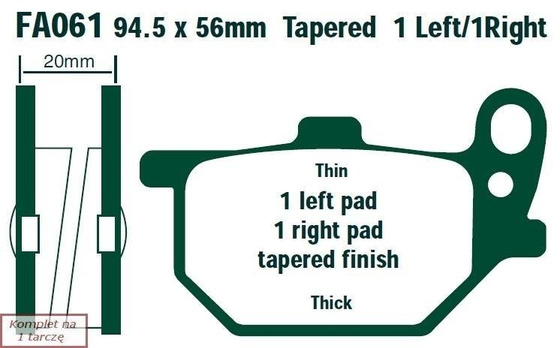 Brake pads EBC FA061 (set on 1 disk)