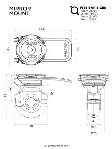 Quad Lock® Motorcycle / Scooter Mirror Mount (V2)