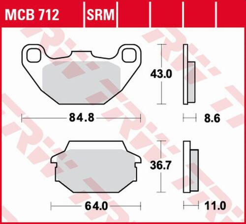 TRW LUCAS ZF KLOCKI HAMULCOWE KH305 ORGANIC KAWASAKI KFX 50/90 '07-, SYM JOYRIDE 125/150 '01-'07 TYŁ, KYMCO PEOPLE 50 2T '00-'17, 4T '07-'17, PEOPLE 125 '01-'16, PEOPLE 200 '05-'15, AGILITY 50 '06-, PRZÓD