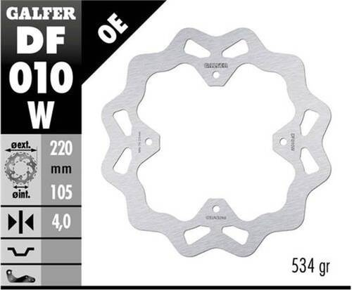 GALFER TARCZA HAMULCOWA TYŁ HONDA CRF 250L/M '13-; CRF 300L RALLY '21-; FMX 650 '05-; NX 650 DOMINATOR '93-'01; SLR 650 '96- (WAVE FIXED) (220X105X4MM)