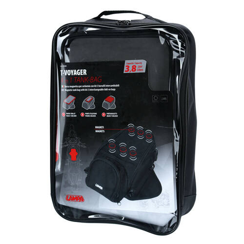 91568 T-Voyager 4 in 1 Tank-Bag, magnetic tank bag with kit 3 interchangeable Add-on bags