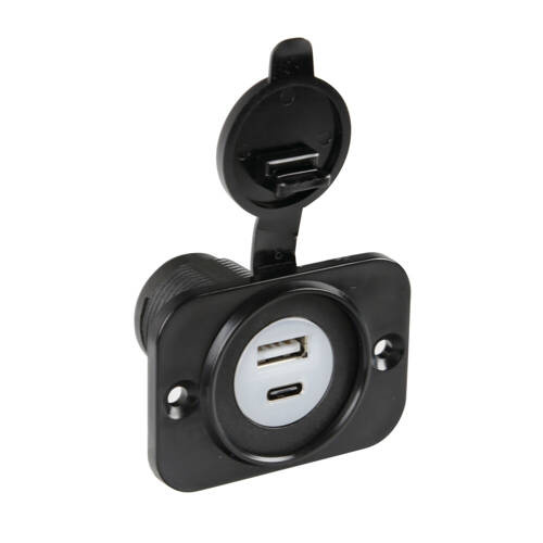 39120 Ext-12, flush mount double Usb A + Usb C port, 12/24V