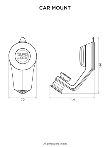 Podstawa z przyssawką do szyby/deski rozdzielczej Quad Lock®