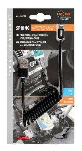 38700 Kabel sprężynowy Usb> Micro Usb - 100 cm - czarny