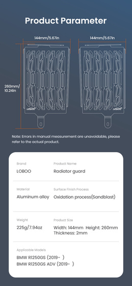 LOBOO Osłona chłodnicy do BMW R1250GS (2019-), BMW R1250GS ADV (2019-) (10.3.07082.001.11)