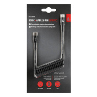 38701 Spring cable Usb > Apple 8 Pin - 100 cm – Black