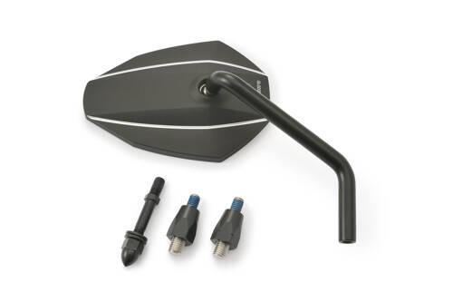 D-MIRROR-7 TYPE-K/ROD RIGHT, ALU.BLACK 1PC E-MARKED, 3 ADAPTERS