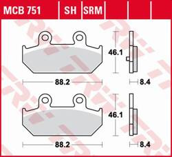 TRW LUCAS BRAKE PADS KH412 ORGANIC SUZUKI AN 400 BURGMAN 07-15, AN 650 BURGMAN 04-16, REAR