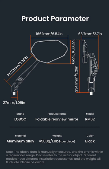 LOBOO Składane lusterka wsteczne srebrne (para) (10.1.11001.011.21)