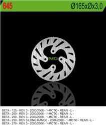 NG TARCZA HAMULCOWA TYŁ BETA REV 3 125/200/250/270 '03-'08 (165X3) (4X10,5MM)