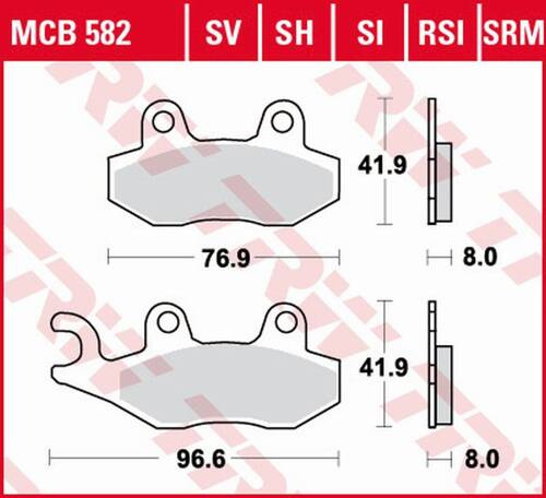 TRW LUCAS KLOCKI HAMULCOWE KH135 KH214 SINTER STREET APRILIA SX 125 18-, HONDA NSR 150 02-, KAWASAKI KLX 125 10-13, KDX 250 90-94, KLX 250 09-17, KLF 300 89-07, YAMAHA WR 125 91-97, TT 350 91-95, XTZ 750 89-97, PRZÓD/TYŁ