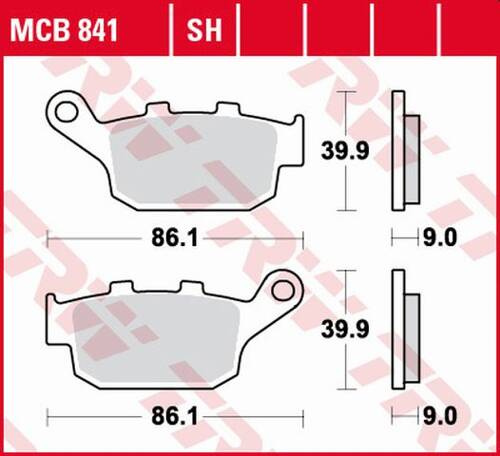 TRW LUCAS BRAKE PADS KH496 ORGANIC HONDA CBF 500 / CB500 X / CBR500 13-, CB 650 F / CBR 600 14-, NC 750 14-, KAWASAKI VERSYS 650 15-, Z 750 11-14, Z 800 13-17, SUZUKI SFV 650 GLADIUS 09-16, REAR