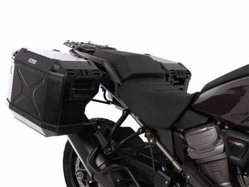 Side carrier cutout stainless steel incl Xplorer black sideboxes for Harley Davidson Pan America (2021-)