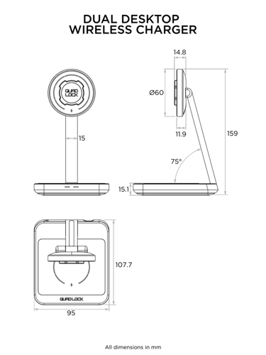 Biurkowa ładowarka indukcyjna Quad Lock® MAG Dual