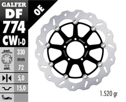 GALFER TARCZA HAMULCOWA PRZÓD DUCATI 1098 '07-'08; 1198S/R '09-; 1103/1199/1299 PANIGALE '12-; MULTISTRADA 1103 V4 '21-23 (LEWA) (WAVE FLOATING) (330X72X5MM)