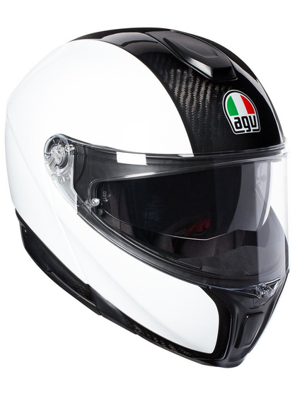 Motorcycle Helmet AGV SPORTMODULAR E05 SOLID PLK BLACK WHITE
