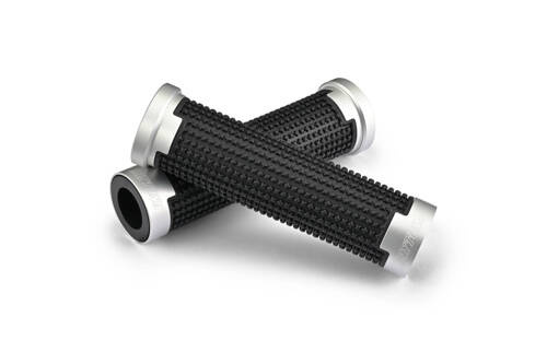 GRIP W/ALU."GGDM-CROSS"7/8"BLACK&SILVER,125MM