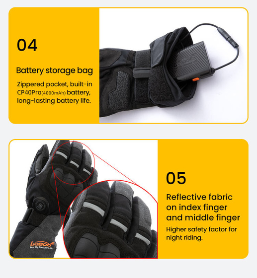 LOBOO Podgrzewane rękawice motocyklowe Czarne (01.2.09057.001.01)