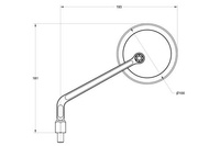 80999 D-MIRROR-21 Aluminum flat mirror round right black