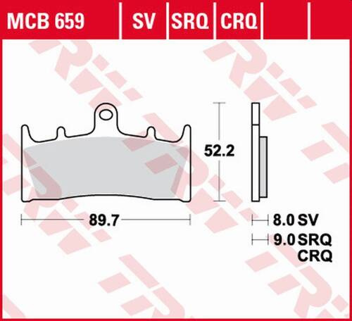 TRW LUCAS ZF KLOCKI HAMULCOWE KH188 SINTER TRACK KAWASAKI ZX-6R/ZX-7R '96-'02, ZX-9R '96-'01, ZRX 1100 '96-'00, ZRX 1200 '01-'06, ZX-12R '00-'03, SUZUKI GSX-R 750 '94-'99, GSF 1200 BANDIT '01-'05, GSX 1300R '99-'07, GSX 1400 '01-'07 PRZÓD