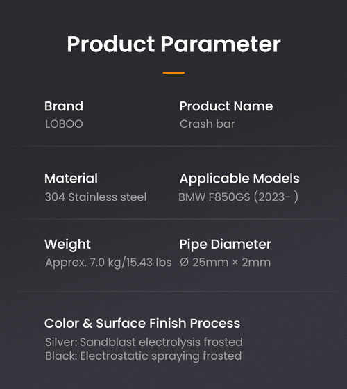 LOBOO Crash Bar do BMW F800GS (2023-) Black (10.3.01033.001.11)