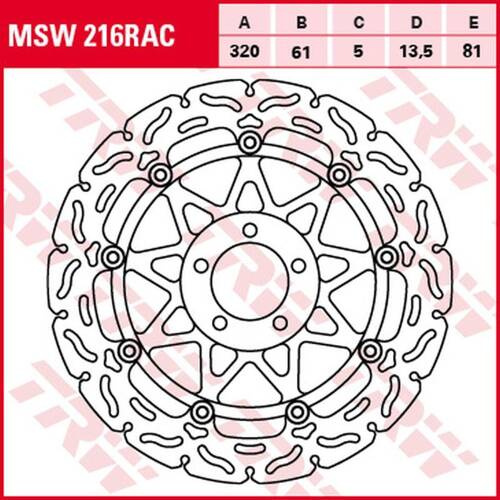 TRW LUCAS ZF TARCZA HAMULCOWA PRZÓD KAWASAKI ZX-7R/RR '96-'02, ZXR 750 '91-'95, ZX-9R '94-'04, ZZR 1100 '93-'01, ZX-12R '00-'03, ZZR 1200 '02-'05, VN 1500/1600 MEAN STREK '02-'05, SUZUKI VZ 1600 MARAUDER '04-'05 (320X61X5MM) WAVE