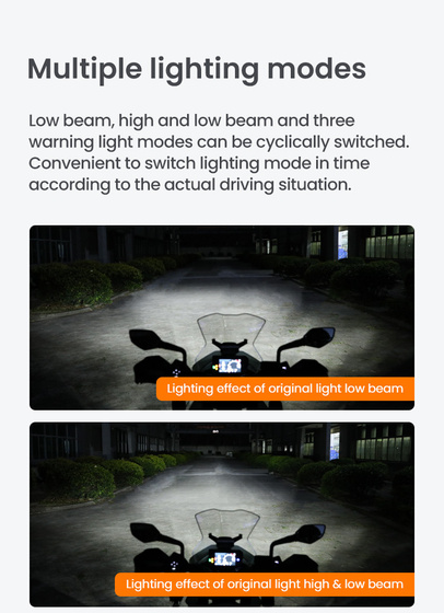 LOBOO L12T światło drogowe i mijania pomocnicze pasuje do rur o średnicy 22/25/28 mm (czarne) (10.1.01003.001.13)