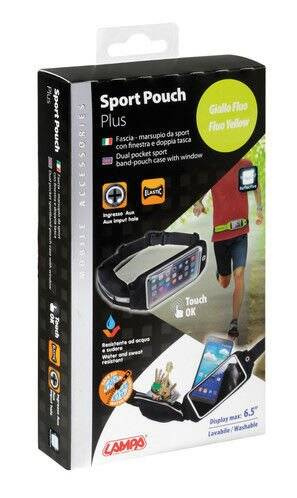 P16161 Sport Pouch Plus, dual pocket sport band pouch case with window - Neon Yellow