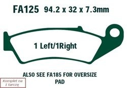 Brake pads EBC FA125R (set on 1 disk) (odpowiednik PROX 37.105302)