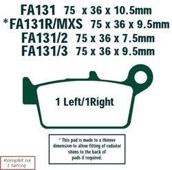 Brake pads EBC MXS131 off-road wyczynowe (set on 1 disk)