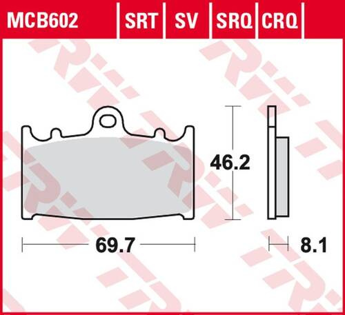 TRW LUCAS ZF KLOCKI HAMULCOWE KH158 SINTER TRACK HUSABERG FS 450 '03-'05, FS 650 '01-'05, KAWASAKI ZZR 500 '90-'05, SUZUKI RGV 250 '91-'95, GSX-R 400 '88-'90, GSX-R 750 '00-'03 PRZÓD