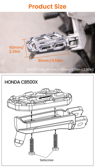 LOBOO Szerokie podnóżki do HONDA CB500X (2014-) (10.3.04290.001.31)