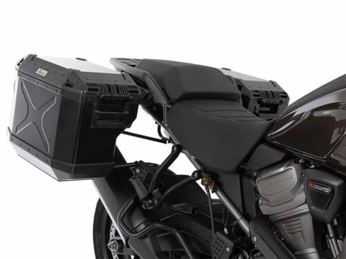 Side carrier cutout stainless steel incl Xplorer black sideboxes for Harley Davidson Pan America (2021-)