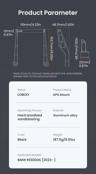 LOBOO Zestaw montażowy GPS R1300GS (2023-) (10.3.09131.001.11)
