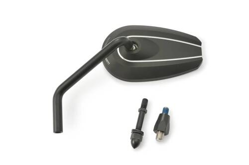 D-MIRROR-6 TYPE-U/ROD LEFT, ALU.BLACK 1PC E-MARKED, 2 ADAPTERS