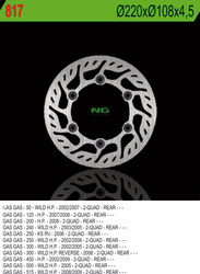 NG TARCZA HAMULCOWA TYŁ GAS GAS 50/125/200/250/300/450/500/515 (220X108X4,5)