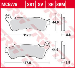 TRW LUCAS KLOCKI HAMULCOWE KH388 ORGANIC HONDA CBF 500 04-08, CBF 600 04-15, NT 700 V 06-13, XL 700 V 08-13, XL 1000 V 04-13, SUZUKI BURGMAN 125 07-13, PRZÓD