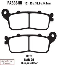 Klocki hamulcowe EBC FA636HH wzmacniane (kpl. na 1 tarcze)