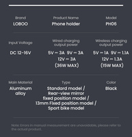 LOBOO Uchwyt na telefon PH06 (z modułem ładowania, na kierownice 22/25/28/32mm) (10.3.08006.001.11)