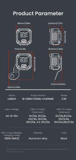LOBOO Ładowarka dwukierunkowa (10.1.01036.001.01)