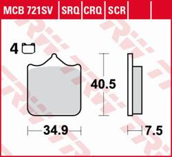 TRW LUCAS ZF KLOCKI HAMULCOWE KH604/4 CARBON RACING APRILIA RSV 1000 MILE/R '01-'03, RSV 1000R '04-'10, DUCATI 748/749/996/998/999 '01-'07, KTM 690 SM/SMC '08-'16, LC8 950/990 SUPERMOTO/SUPERDUKE '05-'13, TRIUMPH SPEED TRIPLE 1050 '08-'15 PRZÓD
