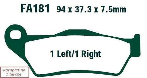Klocki hamulcowe EBC FA181R (kpl. na 1 tarcze)