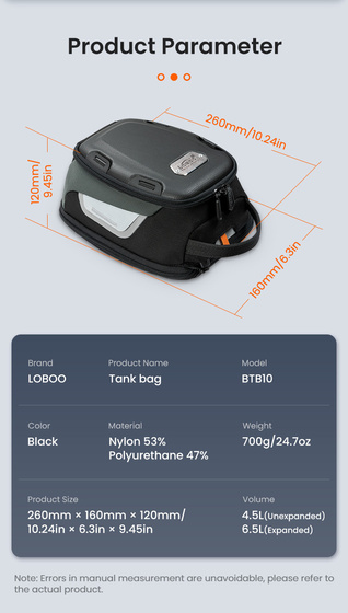 LOBOO Tank bag 4,5-6,5L