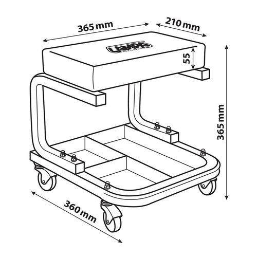 71490 Rectangular workshop stool with tool tray