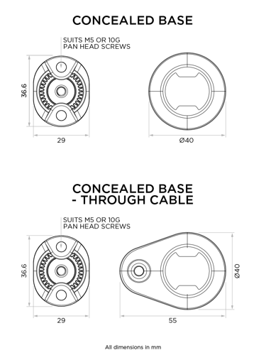 Quad Lock® 360 Base - Concealed Through Cable