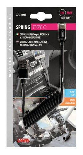 38702 Spring cable Usb > Usb Type-C - 100 cm – Black